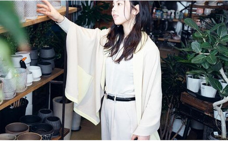 ストール CLEMATIS リバーシブル和紙ストール ( たたきポケット・イエロー ) レディース | 大判 ストール リバーシブル 和紙 おしゃれ シンプル マフラー 春夏 春 夏 新潟県 五泉市 