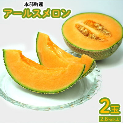 【ふるさと納税】本部町産　アールスメロン（2玉）2.8kg以上 フルーツ 果物 果実 期間限定 数量限定 おすすめ おススメ 本部町 人気 沖縄産 おきなわ もとぶ 贈答 プレゼント 贈り物 スイーツ デザート 糖度 品質 ギフト