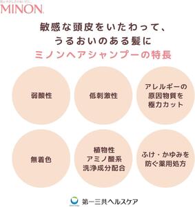 ミノン薬用ヘアシャンプー　詰替用（380ml）2個 / シャンプー 薬用シャンプー 薬用ヘアシャンプー ヘアケア 敏感肌 かゆみ フケ 保湿 弱酸性 低刺激性 薬用処方 日用品 ミノン 第一三共ヘルス