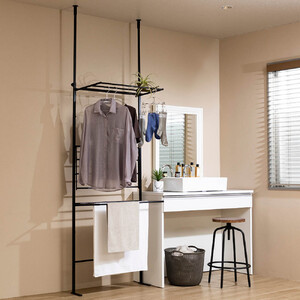 たためるつっぱりラダー物干し【ブラック】_1290302507_02