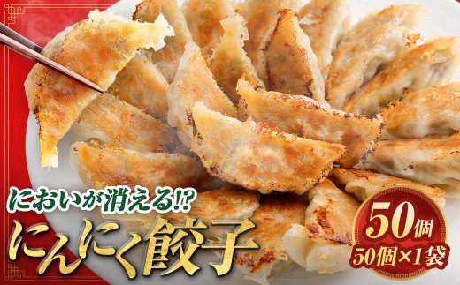 においが消える！？ にんにく餃子 50個 × 1袋 冷凍食品 おつまみ 夕食 海藻抽出物 消臭技術 家庭料理 餃子 ギョーザ にんにく ニンニク 金子式201 冷凍