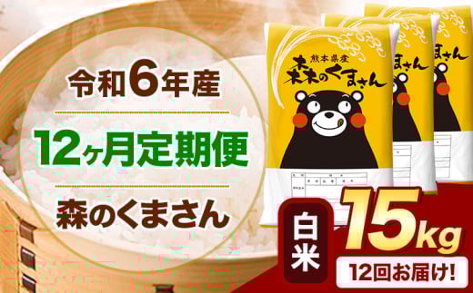 【12ヶ月定期便】令和6年産 白米  森のくまさん 15kg 5kg×3袋  《お申込み月の翌月から出荷開始》 熊本県産 白米 精米 米 こめ コメ お米 kome