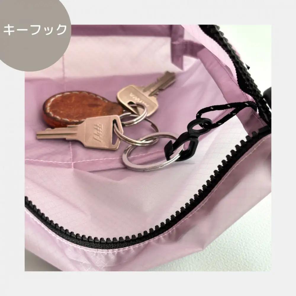 【ラベンダー】雨の日にも！ポケット付き軽量ナイロンショルダーバッグ　サコッシュ　撥水ポシェット