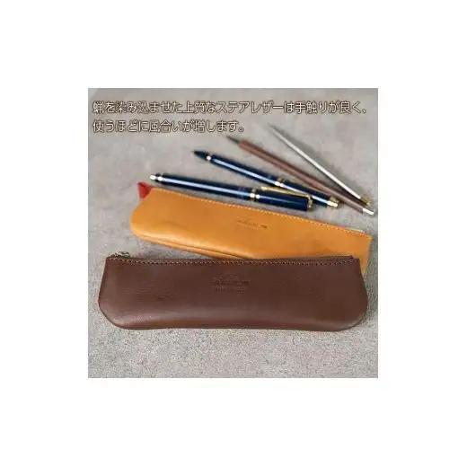 ペンケース スリム Andy 日本製 革製品 本革 レザー 手作り ブラウン