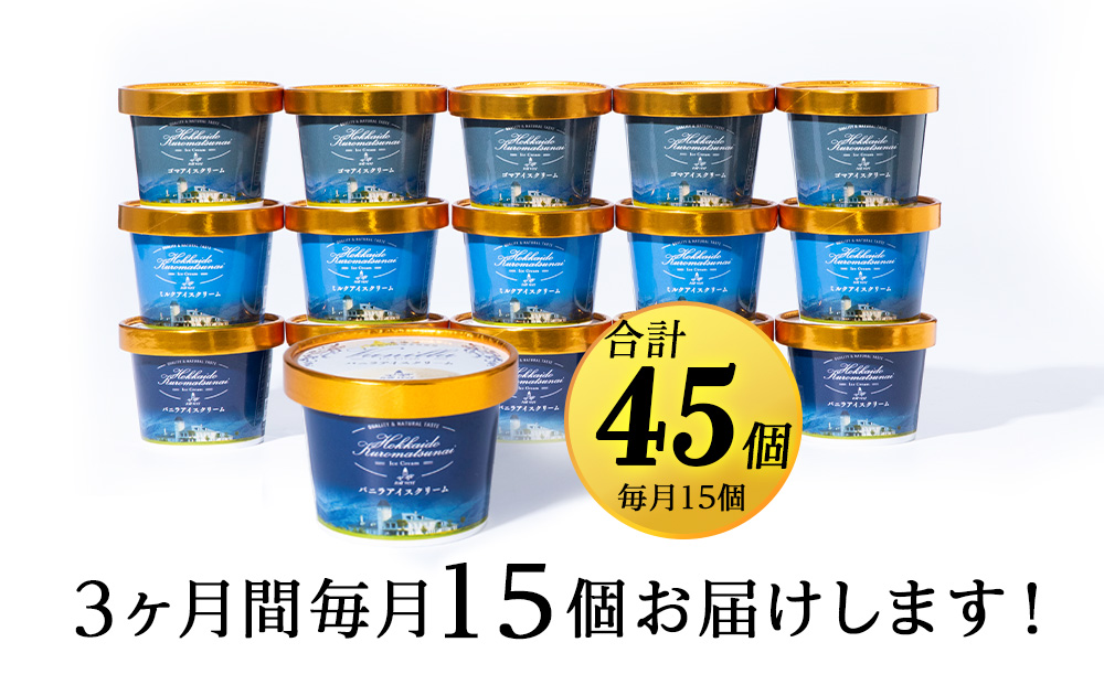 【定期便3カ月】アイスクリーム 15個セット（バニラ・ミルク・ゴマ3種×各5個）工場直送 アイス カップ 食べ比べ 贈り物