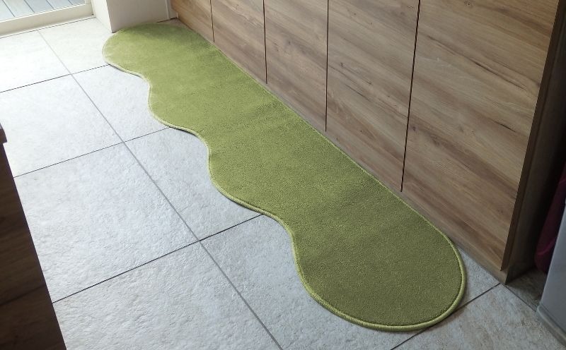 diw0134 北欧風キッチンマット ラグマットタイプ 45×255cm ピーナッツ型 ピスタチオ 抗菌防臭 SEK 織人しきもの屋工房