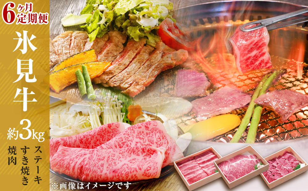 
            【極上の黒毛和牛】氷見牛６ヶ月定期便 ステーキ・すき焼き・焼肉用
          