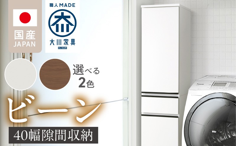 
            隙間収納 【ビーン 40】_隙間収納 ビーン 40 大川家具 収納 スリム 完成品 コンパクト 可動棚 機能性抜群 引出収納 フルオープンレール 耐震 お洒落 シンプル 日本製 お取り寄せ 福岡県 久留米市 送料無料_Qd092
          
