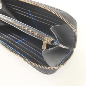 阿波レザー　本藍染ラウンド縦長財布　RW-1