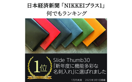 【からし】薄い、開けない名刺入れ「Slide Thumb（スライドサム） 30」｜名刺入れ メンズ レディース 本革 レザー 栃木レザー ビジネス