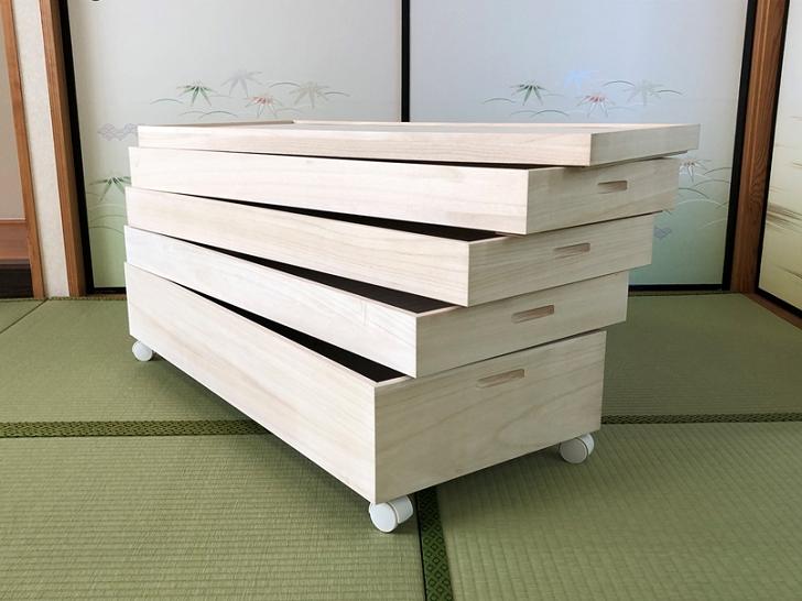 桐たんす 総桐着物収納4段キャスター付 KR-4CM：B690-002_イメージ2