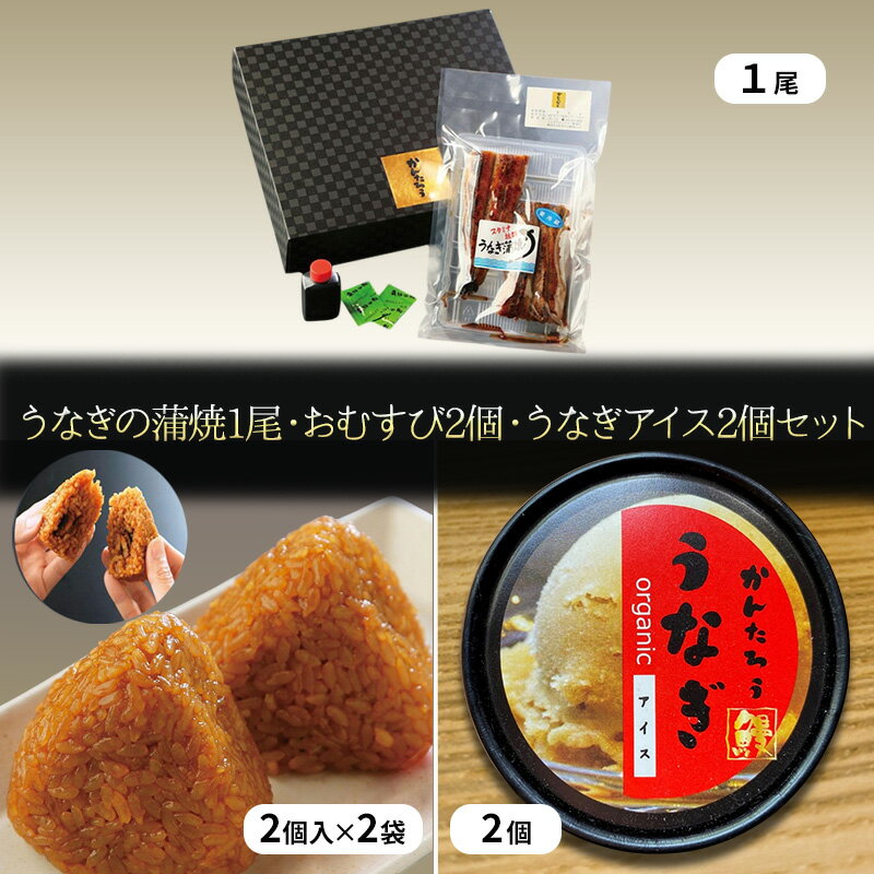 【ふるさと納税】うなぎの蒲焼1尾約120g/うなぎ入りおむすび2個入2袋/うなぎアイス2個セット うなぎ 鰻 ウナギ 蒲焼 アイス おむすび おにぎり おやつ デザート スイーツ セット 冷凍 国産鰻 浜松市 静岡県