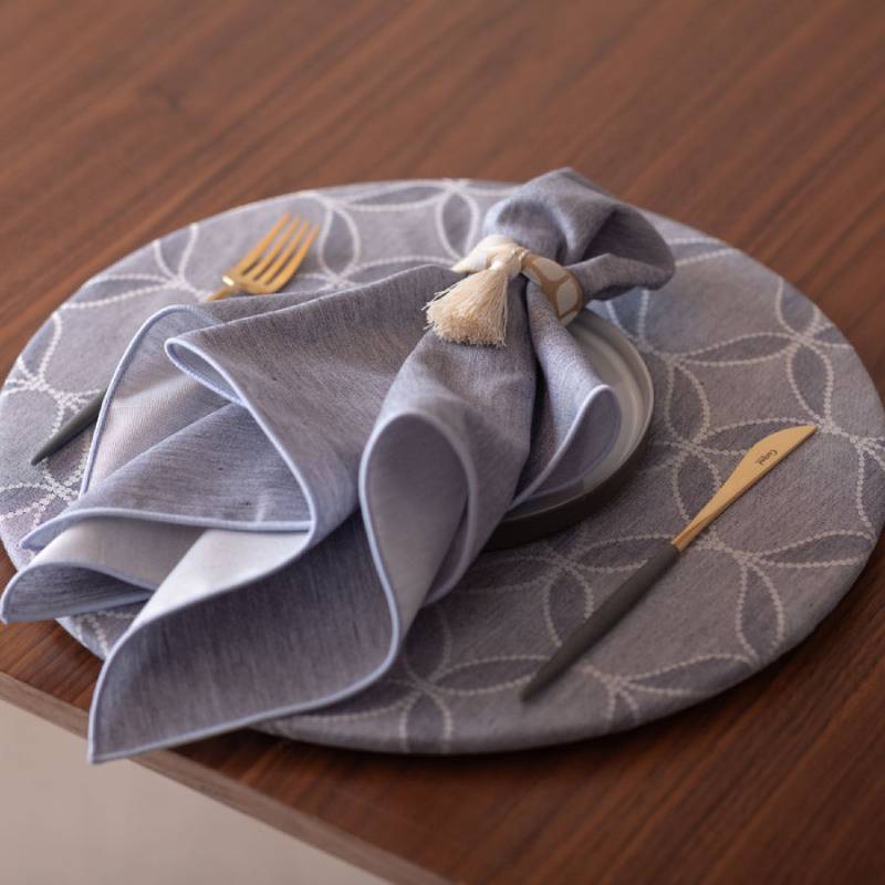 丸形ランチョンマット Azulejo Round Luncheon mat／アズレージョ プレイスマットなし インディゴ【大阪 泉佐野 大阪府 泉佐野市】