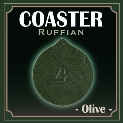 ふるさと納税 三木町 【コースター　猪革】革好きな人へ　ジビエレザー　オリーブ/ RUFFIAN