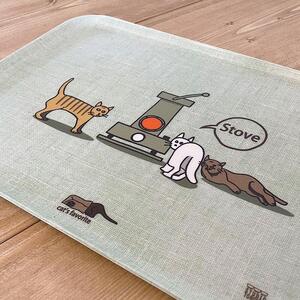 ネコダラトレイM角「ストーブ大集合」 ネコだらけ トレー 猫グッズ