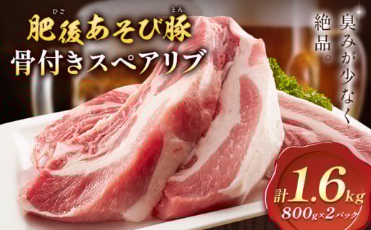 肥後あそび豚 骨付き スペアリブ 800g×2パック 合計1.6kg 株式会社さつま屋産業 《90日以内に出荷予定(土日祝除く)》 ぶた ブタ 豚肉 肉 ブランド豚 骨付き肉 スペアリブ 国産 九州産 熊本県産 菊池市産 冷凍 送料無料