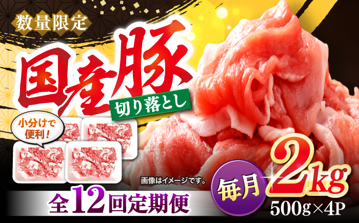 【12回定期便】【使い勝手抜群】国産豚 切り落とし 計24kg（約2kg×12回） ＜宮本畜産＞ [CFA016]
