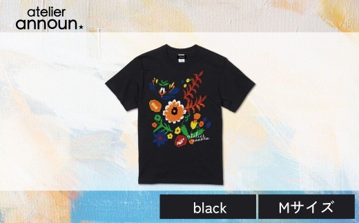 ANNOUNオリジナルTシャツ【Flower T（black Mサイズ）】| Tシャツ アート アトリエ アンノウン オリジナルTシャツ 就労支援B型 クオリティー株式会社 福祉 アパレル 埼玉県 草加市