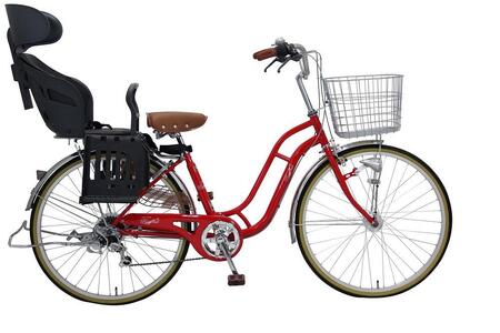ヱビス自転車 子供乗せ自転車 24インチ ポニーテール246R シマノ製外装6段変速　電動なし（シマノ製ローラーブレーキ LEDオートライト）【本体レッド/子乗せチャコール】