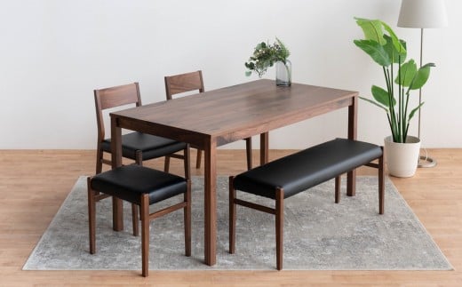 
            DT01 DC01 BC01 ST01 5点 ダイニングセット ウォールナット オールマイティブラック テーブル 椅子 ベンチ スツール
          