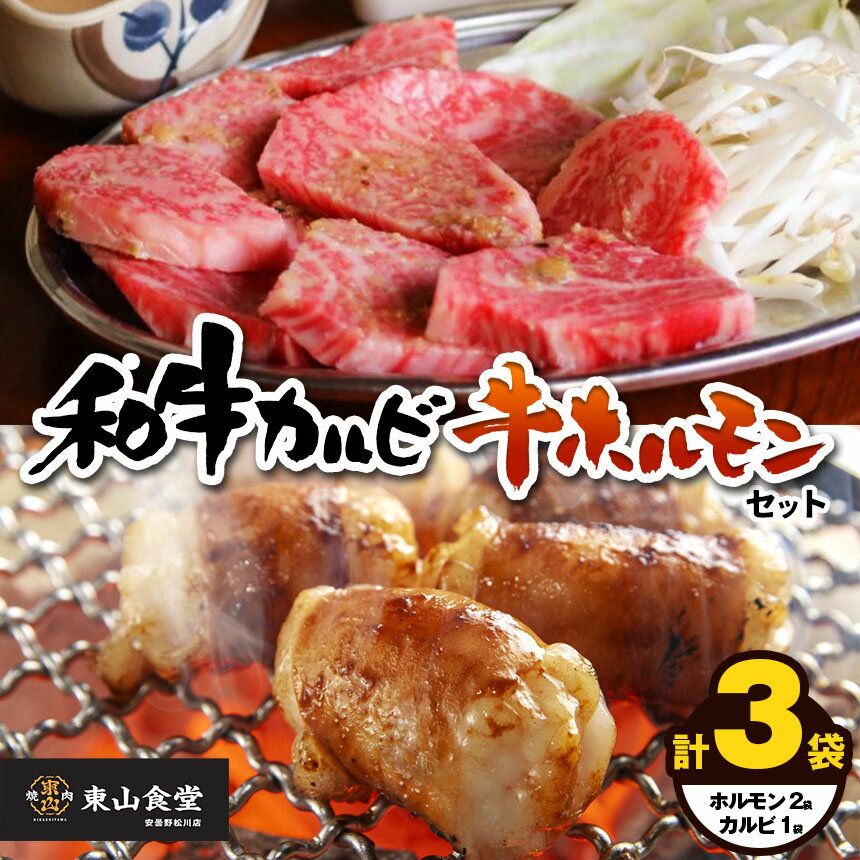 【ふるさと納税】和牛カルビ1袋 牛ホルモン2袋 セット | お肉 肉 にく 焼肉 和牛 カルビ ホルモン 長野県 塩尻市