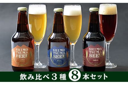 しもつまクラフトビール８本セット【ビール クラフトビール 地ビール 飲み比べ 飲み比べセット ピルスナー ヴァイツェン エール 贈答用 おすすめ 人気】