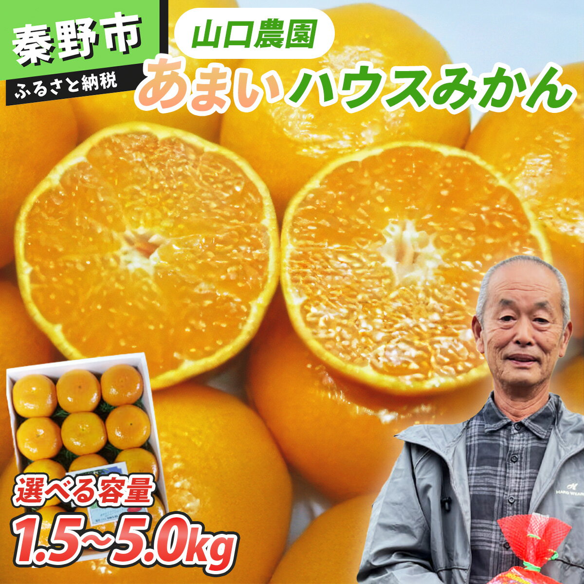 【ふるさと納税】先行予約！7月以降順次発送 甘いハウスみかん（選べる容量 1.5kg / 3.0kg / 5.0kg) | 柑橘 フルーツ 山口農園 神奈川県 秦野市 ハウス みかん 蜜柑 甘い おいしい 旬 ビタミンC 濃厚 化粧箱 ご贈答 贈り物 プレゼント |