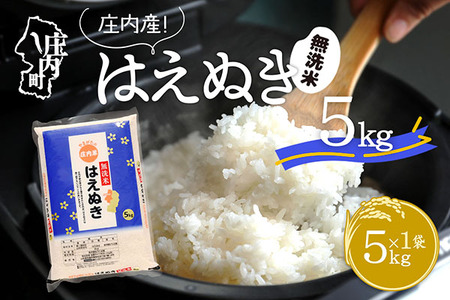 庄内産 はえぬき無洗米 5kg 令和7年産 2025年産 ブランド米 コシヒカリの原点、亀の尾発祥の地 庄内
