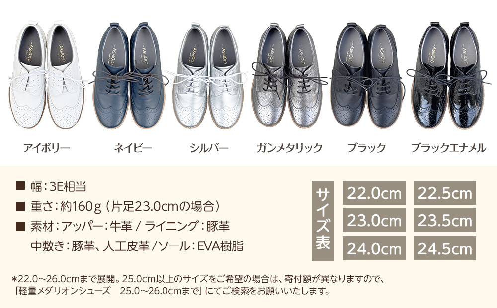 軽量メダリオンシューズ　【シルバー / サイズ　22.0センチ】