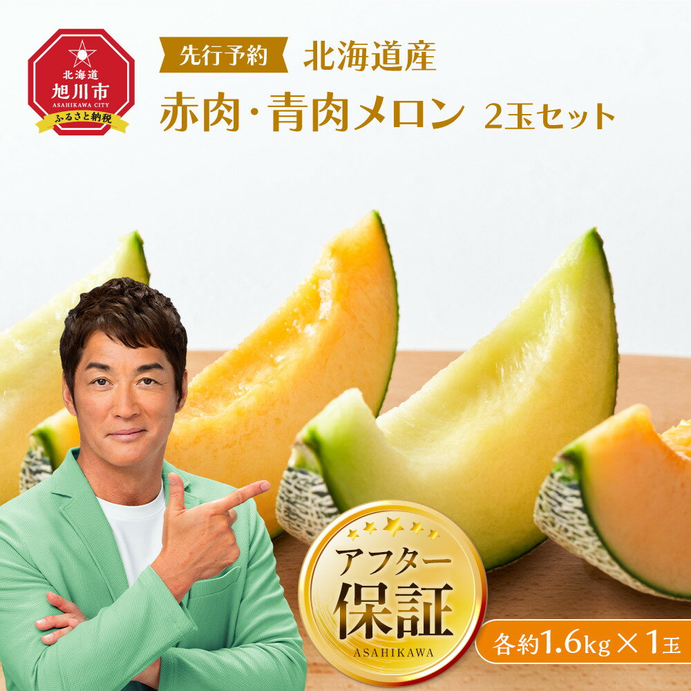 【ふるさと納税】【26年発送先行予約】北海道産赤肉・青肉メロン2玉セット(各約1.6kg×1玉) (2026年7月中旬から発送開始予定) _02062 | メロン 赤肉 赤肉メロン 青肉 果物 フルーツ 糖度 甘い 旬 2玉 デザート 旭川市ふるさと納税 北海道ふるさと納税 旭川市 北海道 送料無料