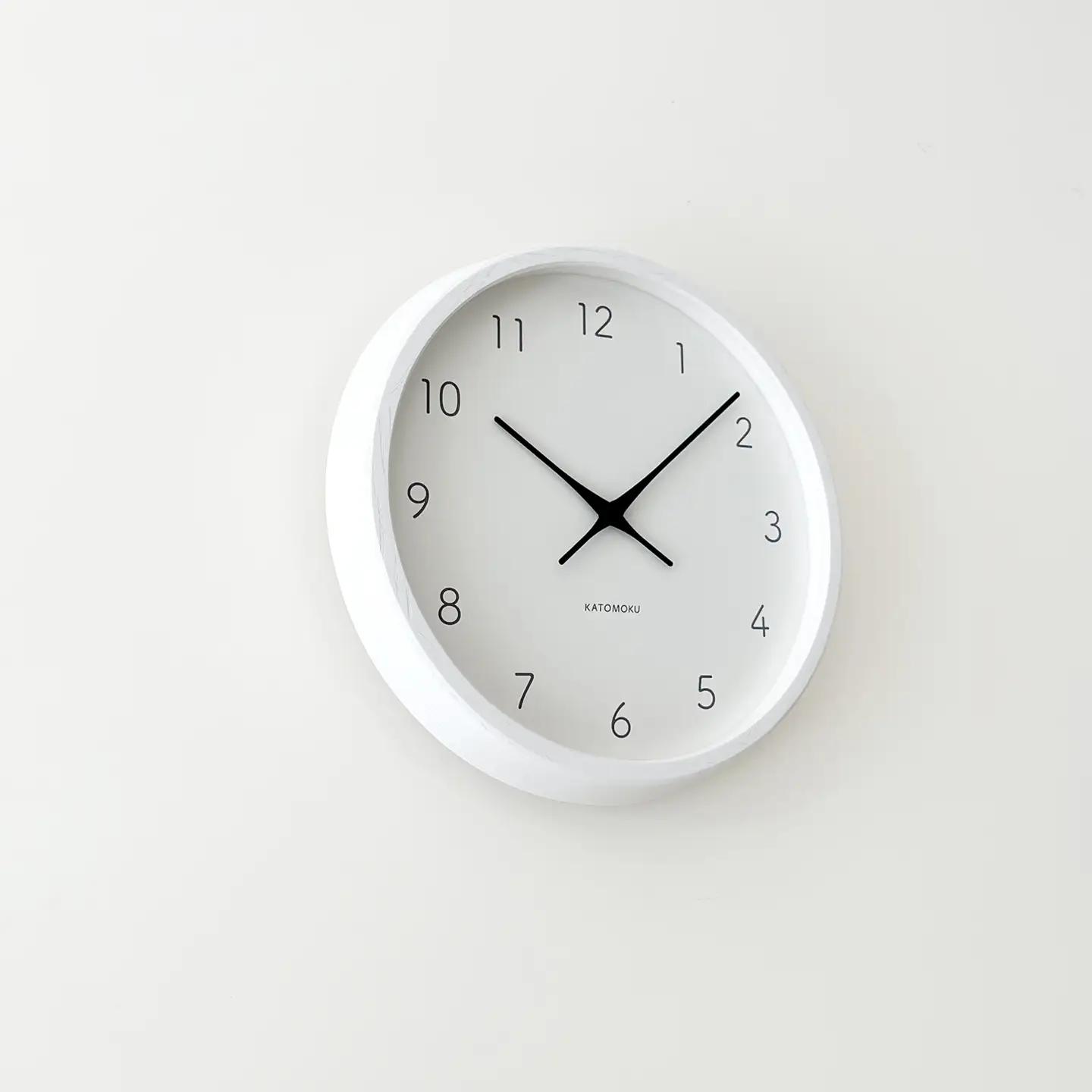 KATOMOKU muku clock 7 ≪km-60WHRC≫ホワイトアッシュの無垢材の木枠電波時計(ホワイト)【B-25-WH1】