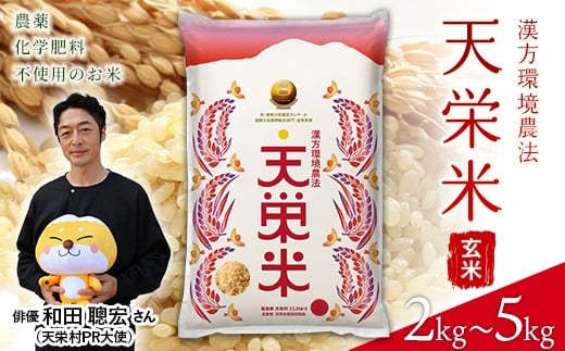 
            ＜先行予約＞＼選べる容量／令和7年産米 漢方環境農法『天栄米』玄米2kg 5kg 金賞受賞 F21T-309
          