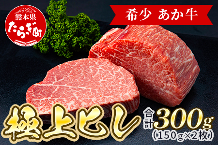 あか牛 極上ヒレ ステーキ セット 計300g ＜ヒレ150g×2枚、あか牛のたれ200ml＞  あか牛 牛肉 肉 熊本県産 多良木町 ご馳走 お祝い お取り寄せ グルメ 046-0167