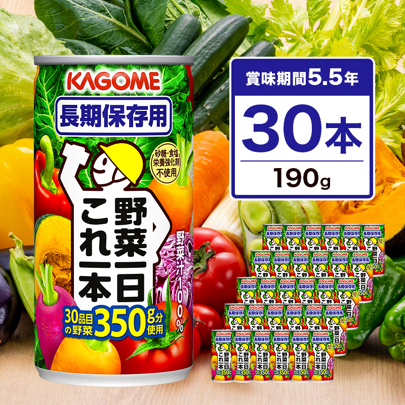 カゴメ　野菜一日これ一本　長期保存用　190g缶×30本【 飲料 野菜ジュース 栃木県 那須塩原市 】 ns001-031