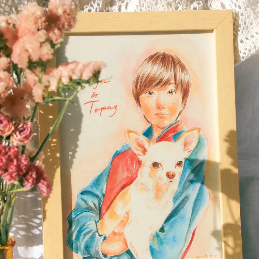 心温まる一枚をお届け オーダーメイド似顔絵(A4・1から2名様・上半身) / 手描き 似顔絵 誕生日 記念日 ギフト / 御嵩町 / M.似顔絵とアート[AVBR001]