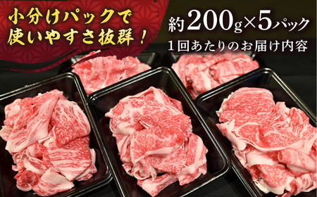 【12回定期便】【A4-A5】 長崎和牛 特選切り落とし 約1kg（200g×5パック） 長与町/meat shop FUKU[ECS020]