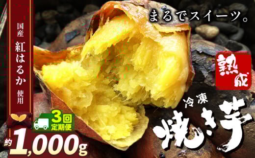 【定期便3回】冷凍焼き芋 ( スイーツ芋 )  | スイーツ 焼き 1000g 定期便3回  甘い 美味しい 焼き芋 さつまいも サツマイモ スイーツ デザート ご褒美 芋 いも コールドスイーツ 皮ごと 老若男女 赤ちゃん 離乳食 添加物 不使用 栃木県 真岡市 送料無料