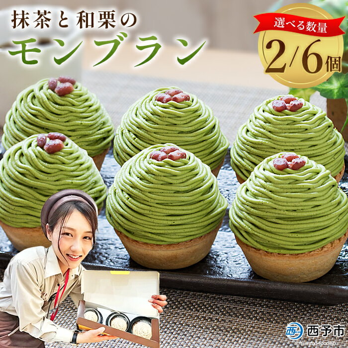 栗 スイーツ ＜抹茶と和栗のモンブラン 6個入＞ マロン くり クリ 和風 ケーキ 和栗ペースト 生クリーム 渋皮煮 粒あん 小豆 ラム酒 濃厚 スポンジケーキ タルトカップ メニークエスト 愛媛県 西予市 【冷凍】『2か月以内に順次出荷予定』