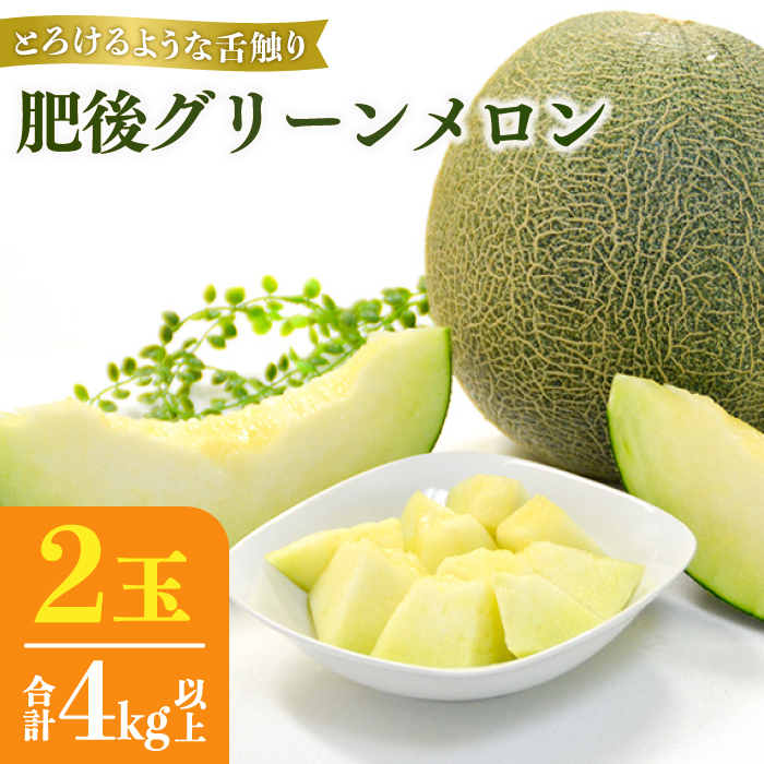 メロン【2026年6月中旬~発送】肥後 グリーンメロン 大玉 2玉 (合計4kg以上) / メロン めろん melon 舐瓜 めろん メロン メロン 果物 くだもの フルーツ 青肉 デザート 贈答 ギフト メロン めろん 青肉 糖度 2玉 果物 くだもの フルーツ ふるーつ 旬 高級 ギフト / 南島原市 / 長崎県農産品流通合同会社 [SCB063]
