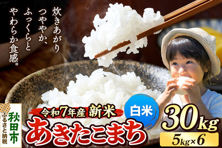 《令和7年産 新米先行受付》 米 あきたこまち 30kg（5kg×6袋） 【白米】 秋田県産