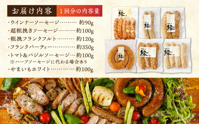 【12回定期便】燻製 ソーセージ 6種詰め合わせ 【燻製工房 縁】 スモーク ベーコン  ソーセージ フランクフルト ウインナー お肉 熊本県 特産品 燻製  [ZBF023]