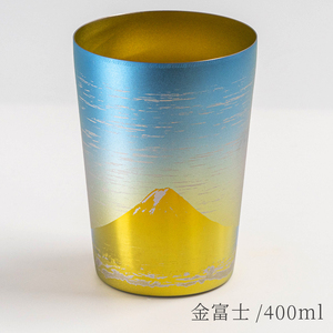 チタン二重タンブラー 金富士 ビアロック 400ml