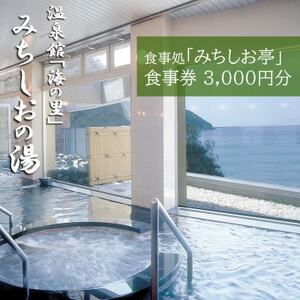 温泉館「海の里」みちしおの湯の食事処「みちしお亭」で使える食事券3,000円分【1618648】