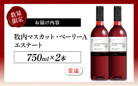 【数量限定】牧内マスカット・ベーリーAエステート 2本セット ワイン 酒 アルコール 国産_T014-056