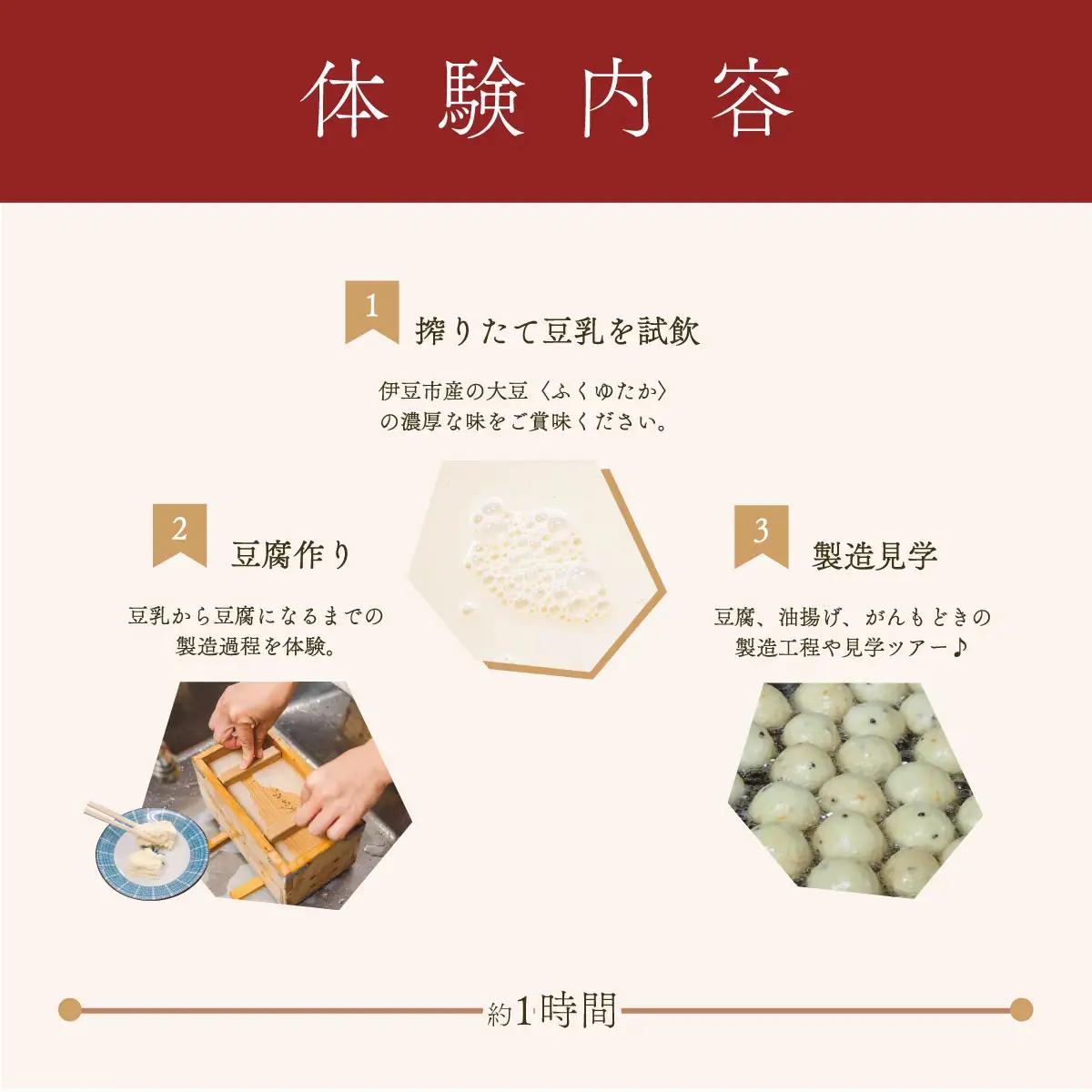 【季多楽】豆腐と揚げ物付き！！伊豆市産大豆で美味しい豆腐作り体験チケット