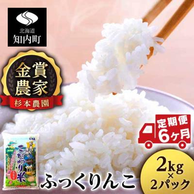 ふるさと納税 知内町 【令和7年産】【定期便6回】ふっくりんこ 4kg 2kg×2《杉本農園》