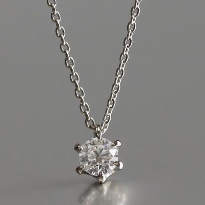 ふるさと納税 大津市 プラチナ900【0.2ct ラボダイヤモンドネックレス】6本たてづめ 未来の輝き 一粒ペンダント