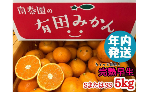 
                  年内発送 ちょっと 傷あり 完熟早生 有田みかん S または SS 5kg 和歌山 南泰園 みかん
                