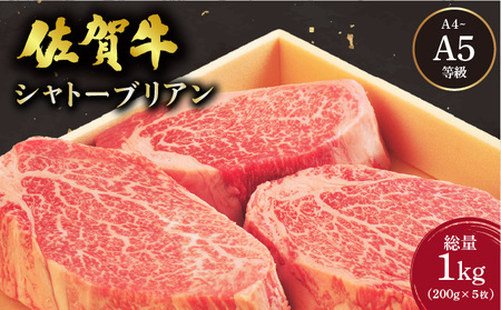 佐賀牛シャトーブリアンステーキ1kg(200g×5枚)