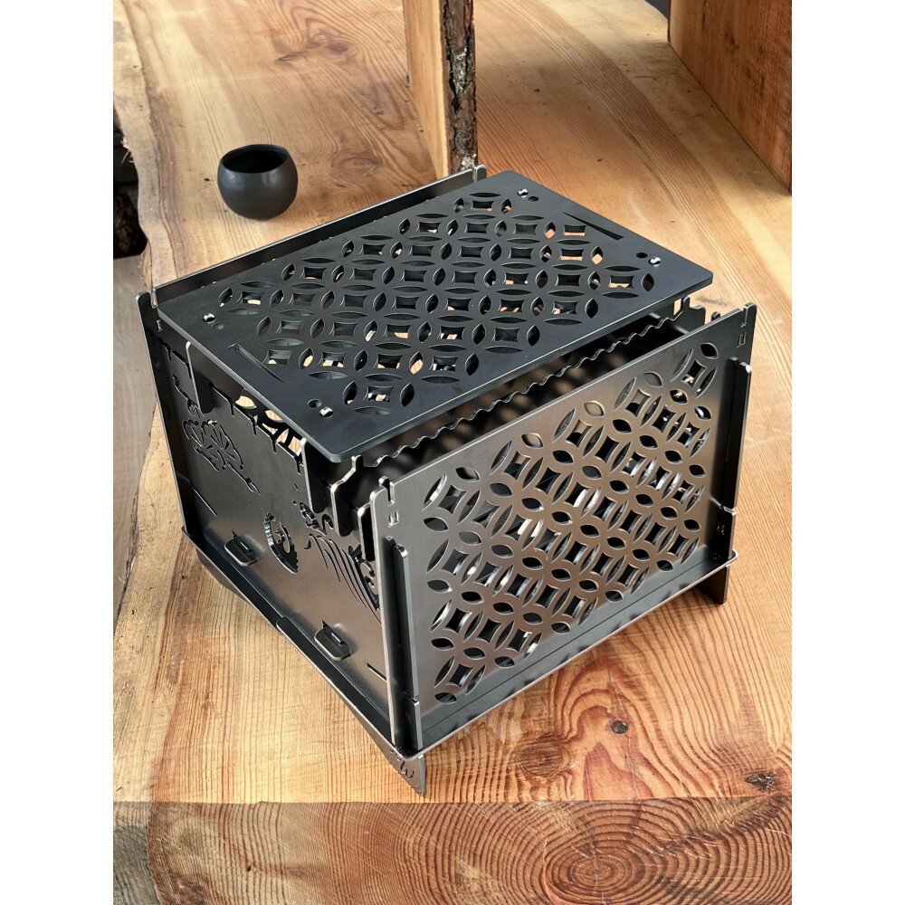 【ふるさと納税】3WAY焚火BOX和柄スタンダードセット＋グリル鉄板L和柄4.5mm厚（オプション品）